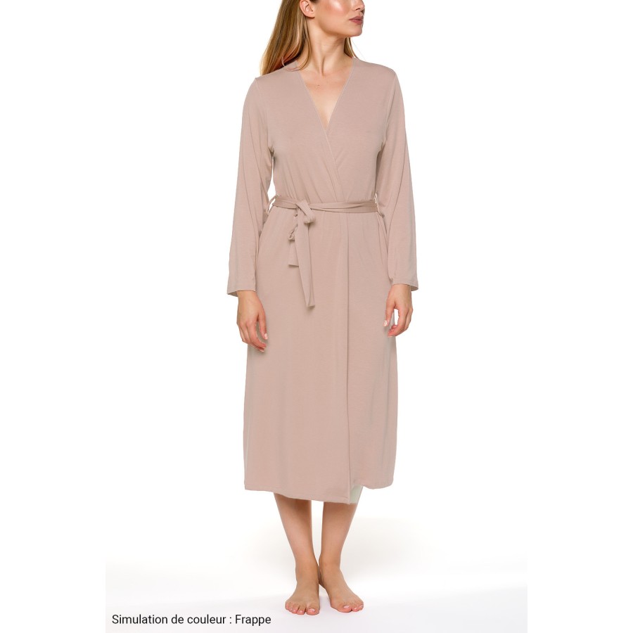 Bata amplia micromodal 120 cm en color beige